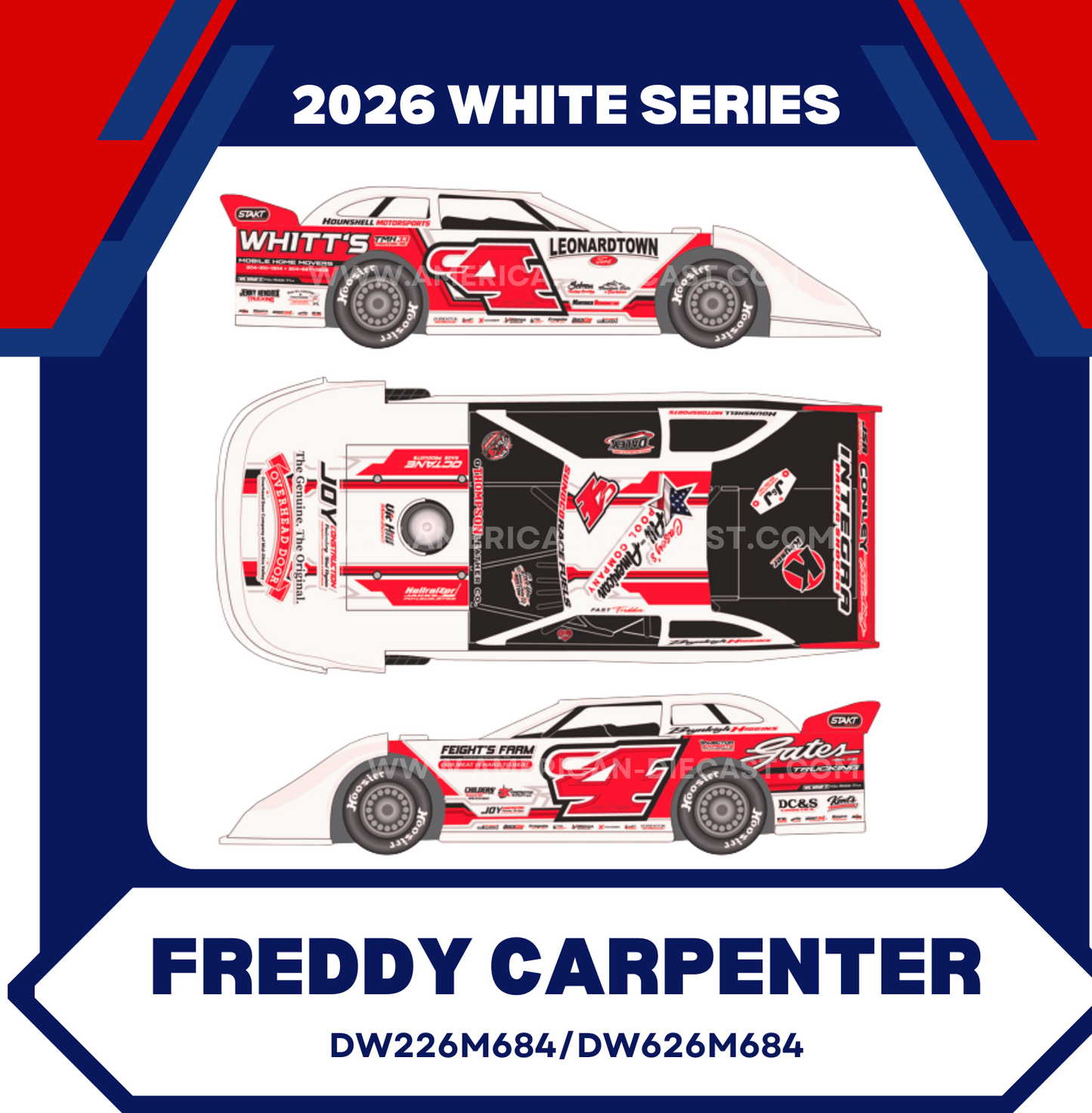 Freddy Carpenter 2026 ADC 1/24 Dirt Late Model Diecast Car DW226M684