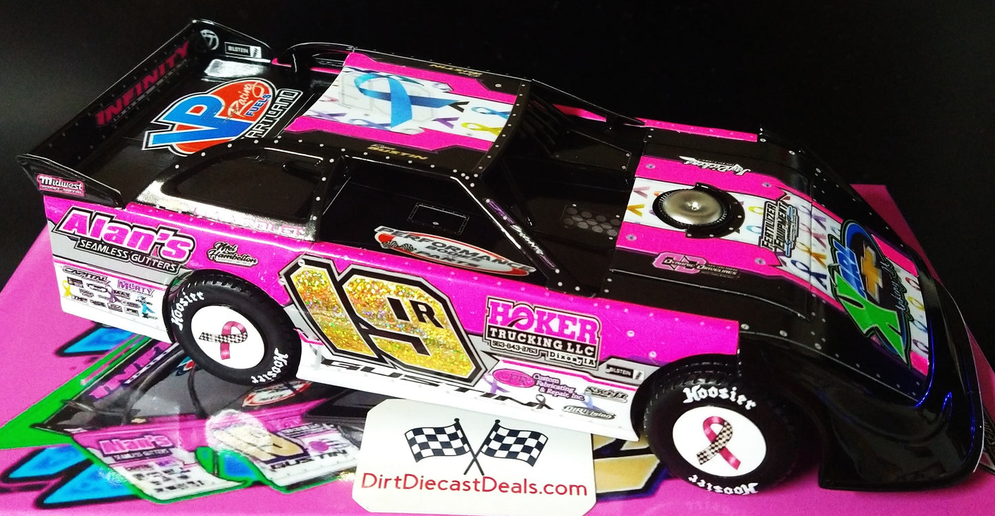 Ryan Gustin 2025 Hobson Custom Cancer Awareness Dirt Late Model 1/24 Diecast #5 of 80 Made