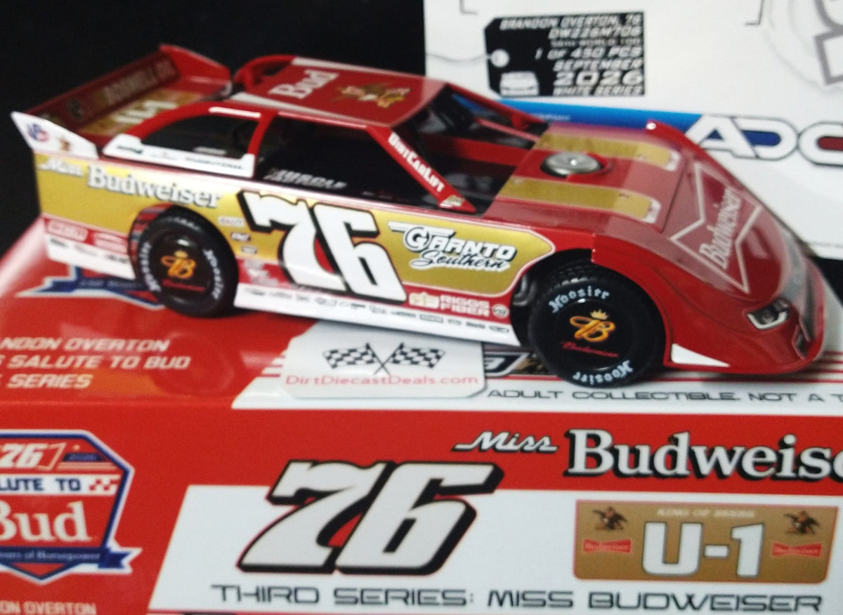 Brandon Overton ADC 2026 Miss Budweiser Dirt Late Model 1/24 Diecast Car
