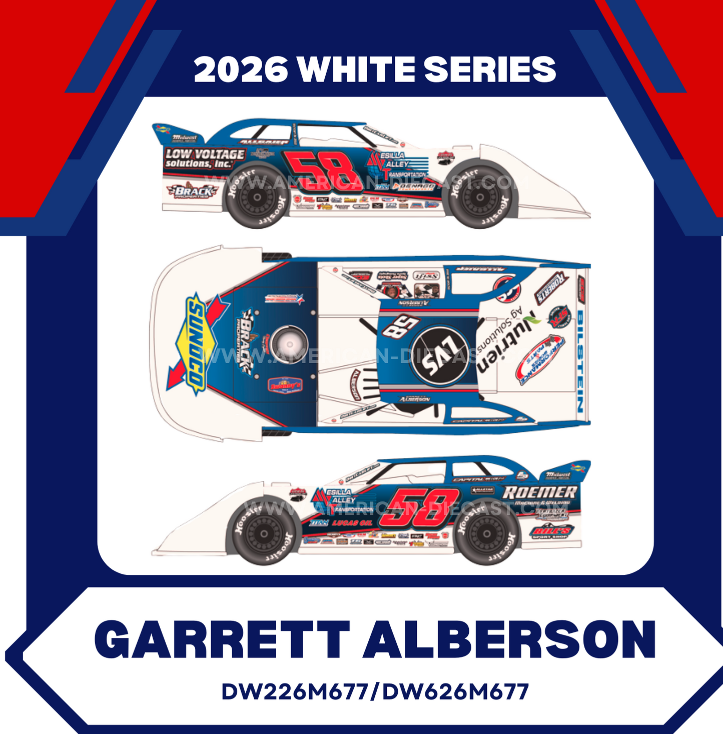 Garrett Alberson 2026 ADC 1/64 Dirt Late Model Diecast Car DW626M677