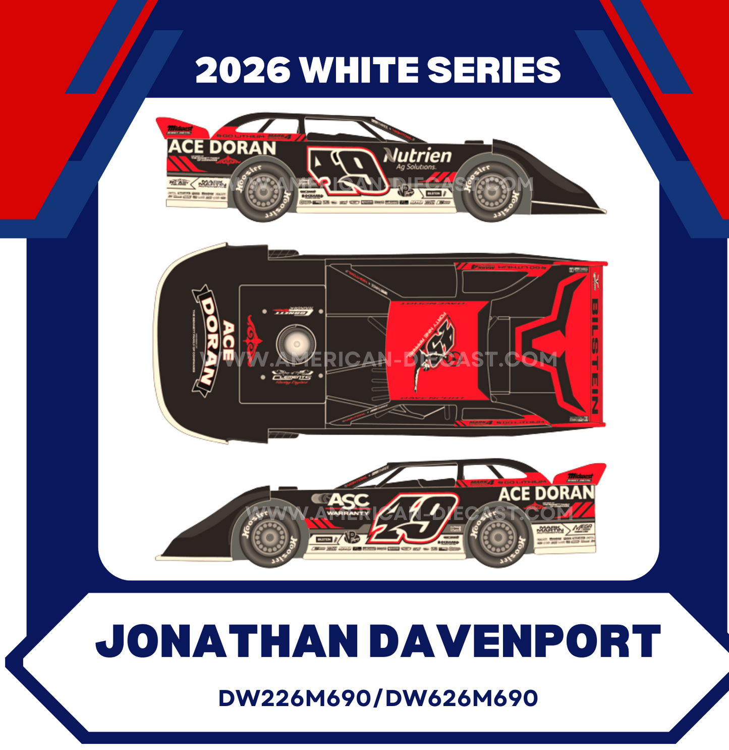Jonathan Davenport 2026 ADC Dirt Late Model 1/64 Diecast