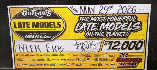 Tyler Erb Replica $100,000 Mansfield Winners Check