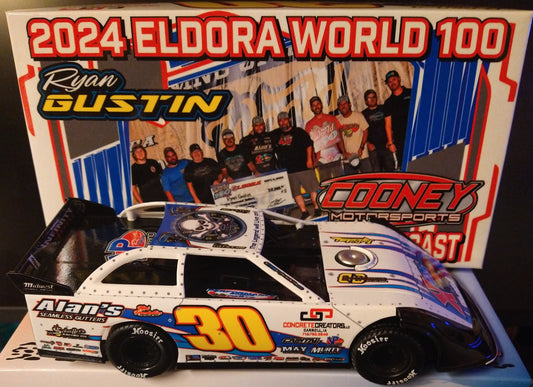 Ryan Gustin 2024 SRA World 100 Custom 1/24 Dirt Late Model Diecast Only 30 Made RARE!!