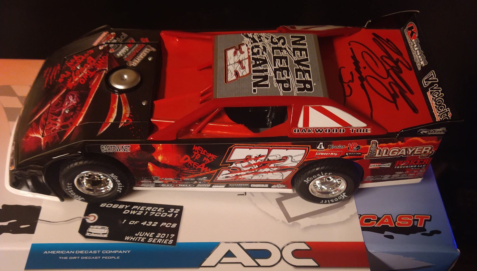 Bobby Pierce 2017 Dream ADC 1/24 Late Model Never Sleep Again Diecast