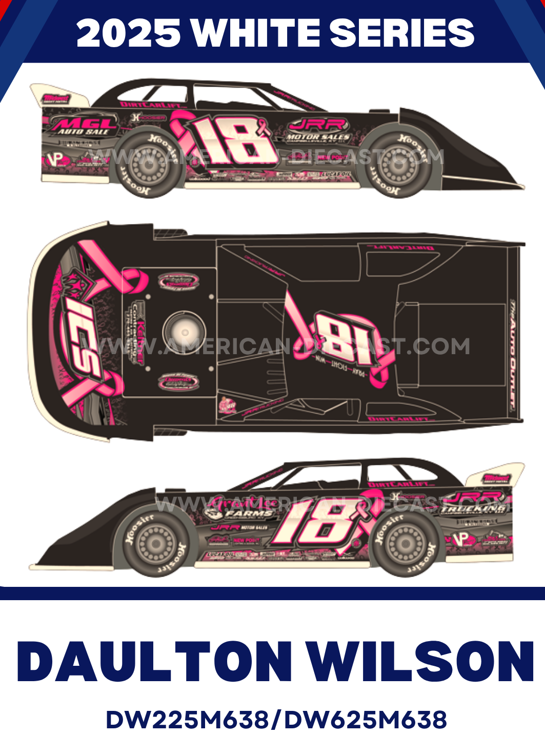 Daulton Wilson 2025 ADC Cancer Awareness Dirt Late Model 1/24 Diecast