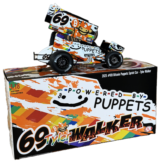 2025 TYLER WALKER #69 BIT COIN PUPPETS RACE CAR 1:18 WINGED SPRINT ACME